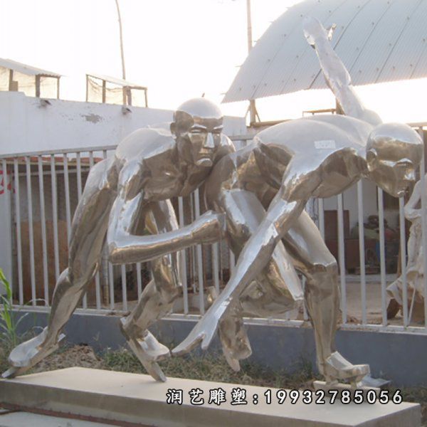 城市不锈钢滑冰雕塑