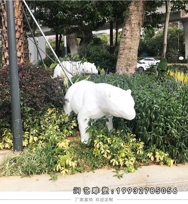 玻璃钢北极熊抽象雕塑