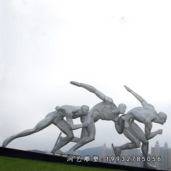 不锈钢镂空滑冰人物雕塑