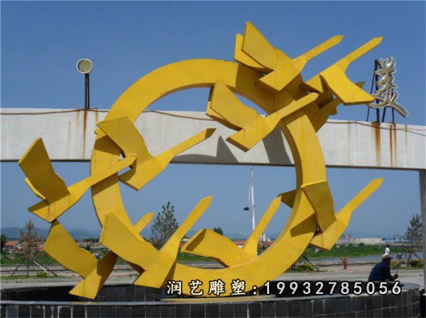 抽象不锈钢大雁雕塑