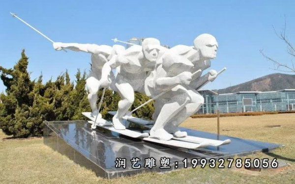 园林不锈钢滑雪雕塑