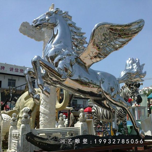 商业街不锈钢马动物雕塑