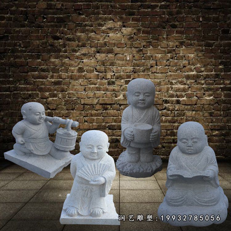 庭院小和尚石雕