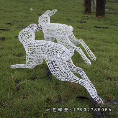 不锈钢公园兔子雕塑