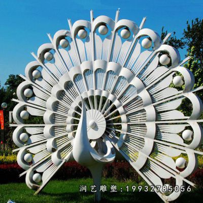 不锈钢孔雀动物雕塑