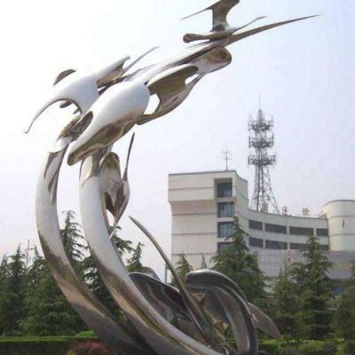 抽象不锈钢广场鸽子雕塑