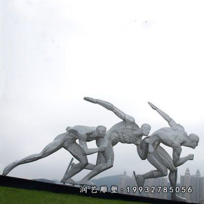 不锈钢镂空滑冰人物雕塑