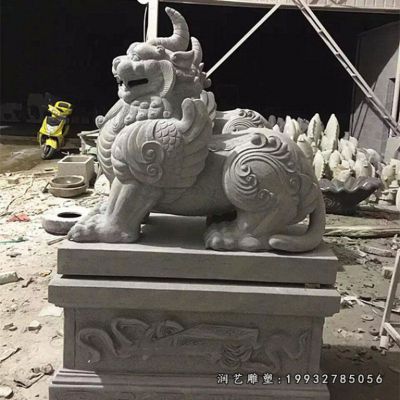 小区动物独角兽石雕