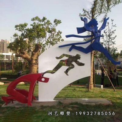 街道不锈钢跑步雕塑